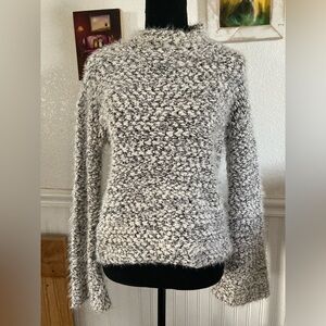 Melrose and Market Black and White Eyelash Knit Sweater Xxs